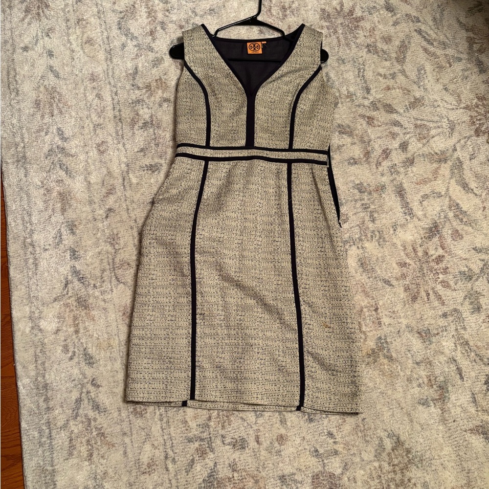 Tory Burch Navy and Cream Midi Dress